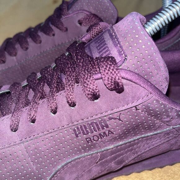 Puma Roma Mono Translucent Suede Sneakers Womens 6.5 Purple Clean Rare Shoes Gym - Picture 2 of 16